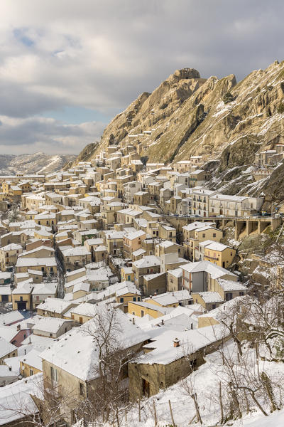 Pietrapertosa after a snowfall, Potenza Province, Basilicata, Italy