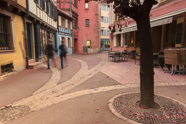 Street in the medieval old town of Colmar,  Haut-Rhin department, Grand Est region, Alsace, France