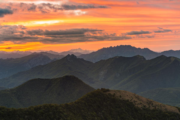 Prealps viewed from the top of Monte Bollettone, Como province, Lombardy, Italy