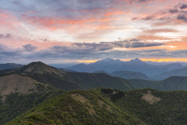 Prealps viewed from the top of Monte Bollettone, Como province, Lombardy, Italy