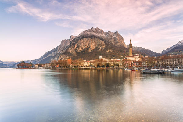 Lecco viewed from Malgrate, Lecco, Lecco province, lombardy, italy