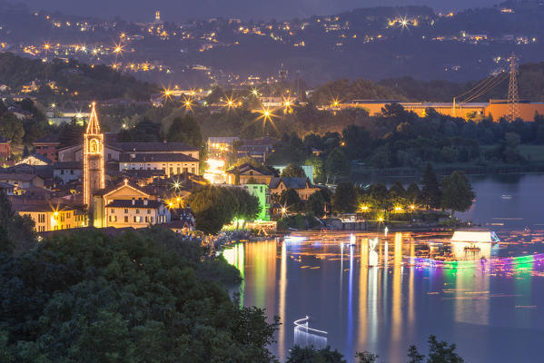 Pusiano lights during a religious festival, Pusiano, Como province, Lombardy, Italy