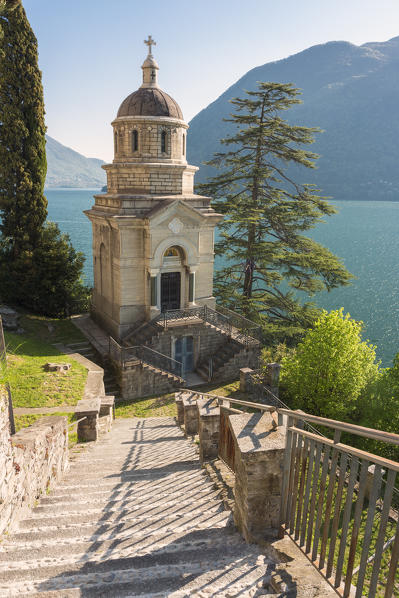 Small chapel belonging to the sanctuary of the Madonna dell'Immacolata on the shore of Lake Como, Brienno, Como Province, Lombardy, italy