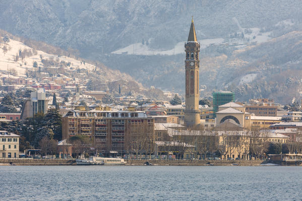 Iconic bell tower of Lecco known as Matitone, lecco province, Lombardy, italy