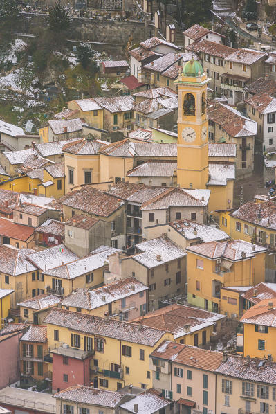 Snowy roofs of Laorca, Lecco, lecco province, lombardy, italy