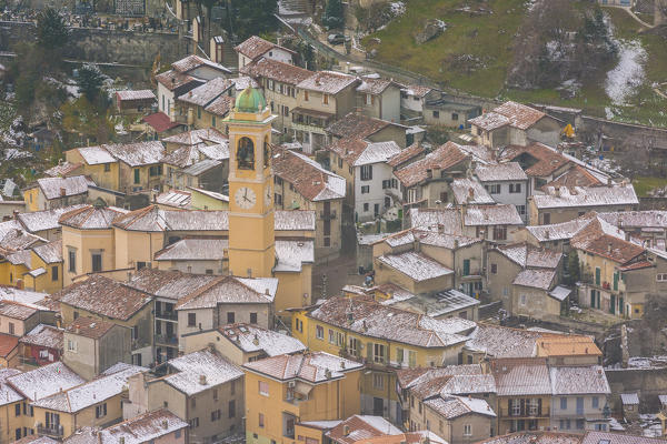 Snowy roofs of Laorca, Lecco, lecco province, lombardy, italy