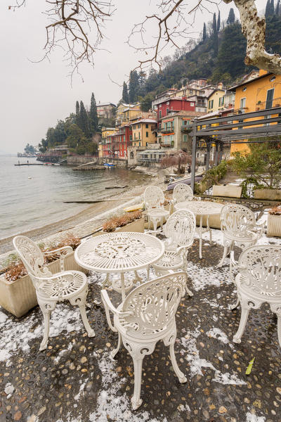 Snowy village of Varenna on Como lake, Lecco province, Lombardy, Italy