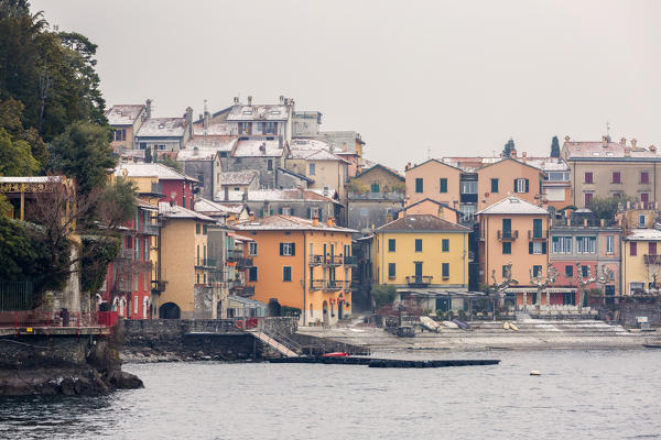 Snowy village of Varenna on Como lake, Lecco province, Lombardy, Italy