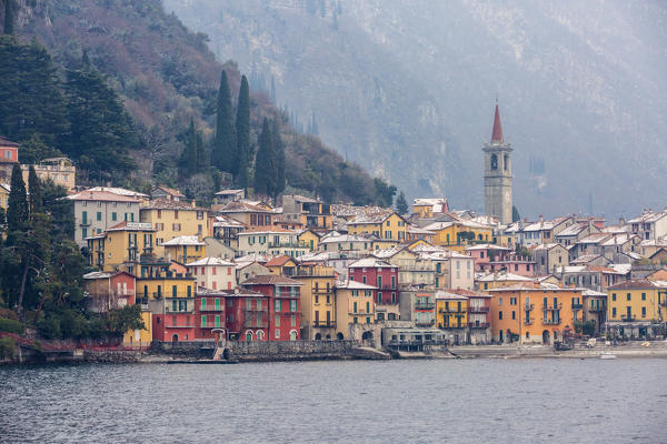 Snowy village of Varenna on Como lake, Lecco province, Lombardy, Italy