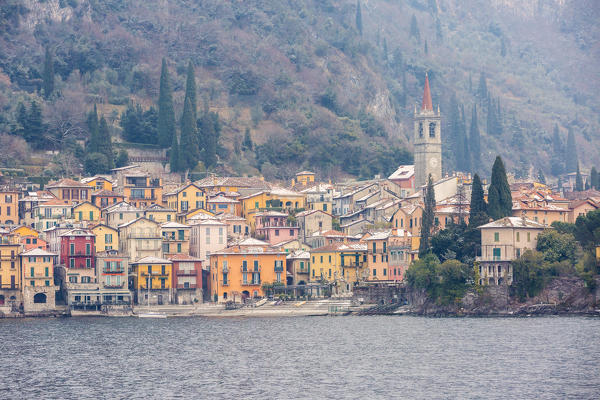 Snowy village of Varenna on Como lake, Lecco province, Lombardy, Italy