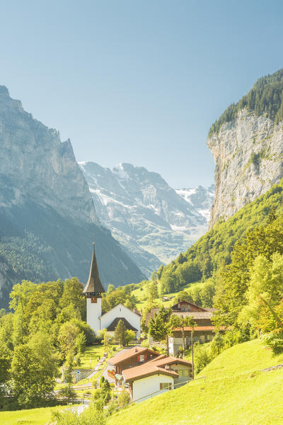 Village of Lauterbrunnen,Interlaken-Oberhasli administrative district, canton of Bern,Bernese Oberland, Switzerland.