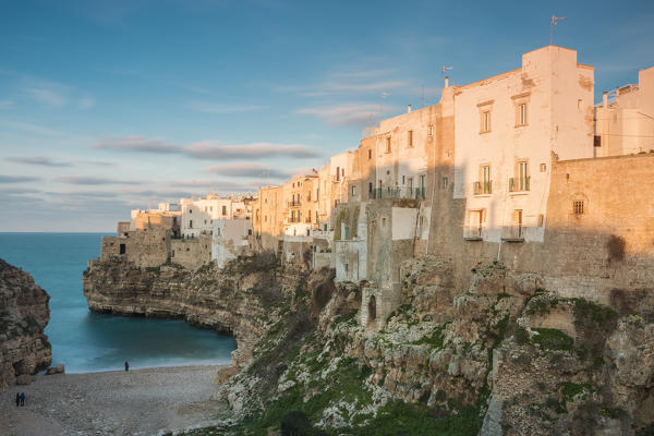 Old town of Polignano a Mare built on rocky cliffs, Bari province, Apulia region, Italy