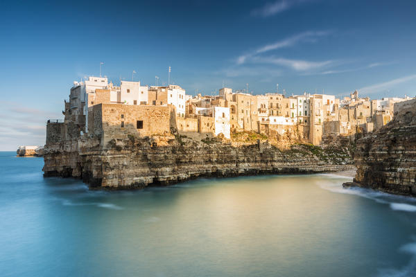 Old town of Polignano a Mare built on rocky cliffs, Bari province, Apulia region, Italy