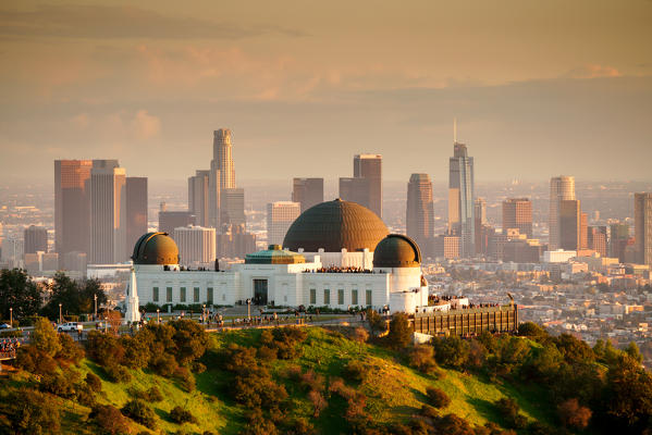 Sunset at Griffith Observatory, Mount Hollywood, Los Angeles, California, Usa