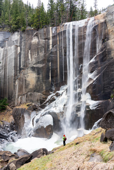 Vernal Fall in winter season, Yosemite Falls, Yosemite National Park, California, North America, USA