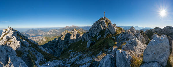 Panoramic View from the top of Mount Resegone, Lecco, Lombardy, Italy, Europe