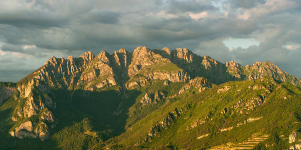 Mount Resegone at sunset seen from Monte Barro, Lecco, Lombardy, Alps, Italy, Europe