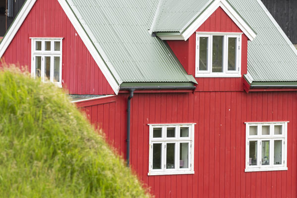 Traditional house of Mykines, Mykines island, Faroe Islands, Denmark, Europe