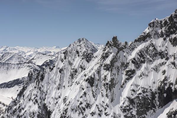Aerial view of Mont Blanc group, Courmayeur, Aosta Valley, Italy