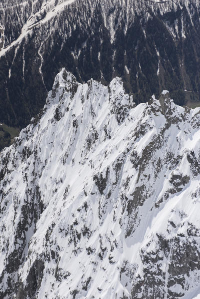 Aerial view of Mont Blanc group, Courmayeur, Aosta Valley, Italy