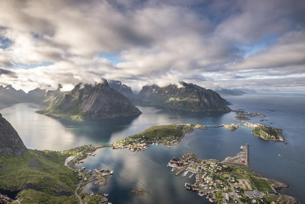 The view from Reinebringen,  Lofoten Islands, Norway, Europe