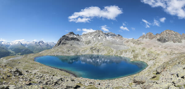 Lej da la Tscheppa during summer season, Engadin, Canton of Graubunden, Switzerland