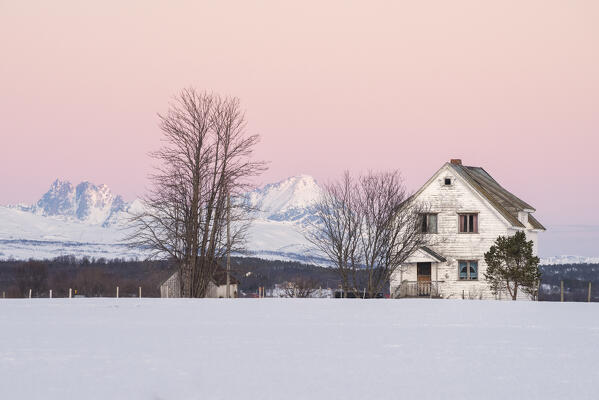 Typical farmer houses near Tromso,Troms county, Norway, Europe