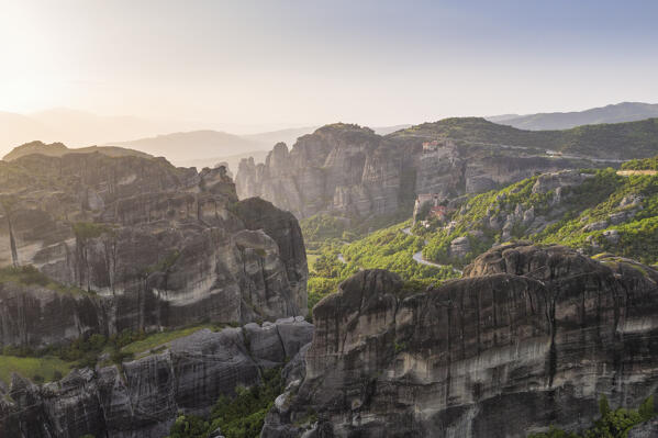 Meteora valley during sunset, Kalabaka, Tessaglia, Greece