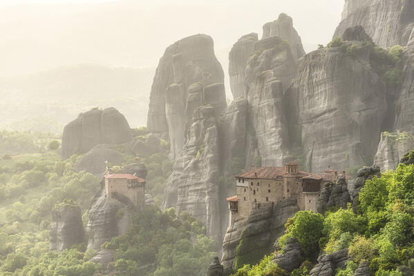 The Monastery of Agios Nikolaos during sunset in Meteora, Kalabaka, Tessaglia, Greece