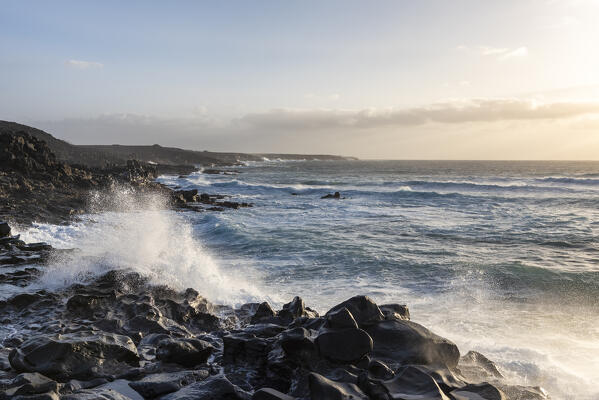 Splash of the waves, Lanzarote, Canary Island, Spain, Europe