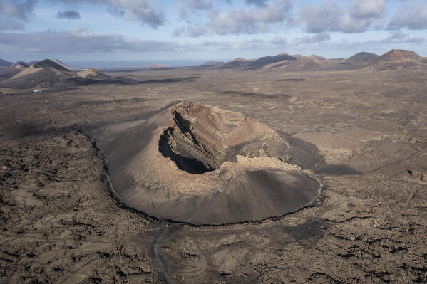 The view of Caldera de Los Cuervos, National Park of Tymanfaya, Lanzarote, Canary Island, Spain, Europe
