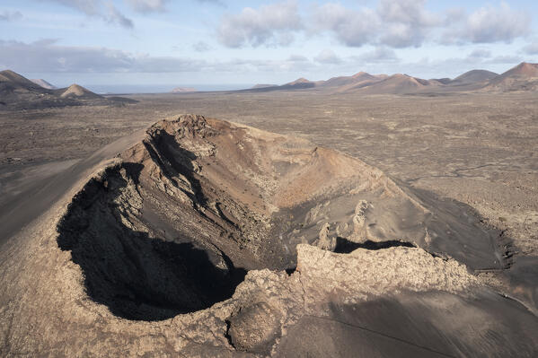 The view of Caldera de Los Cuervos, National Park of Tymanfaya, Lanzarote, Canary Island, Spain, Europe
