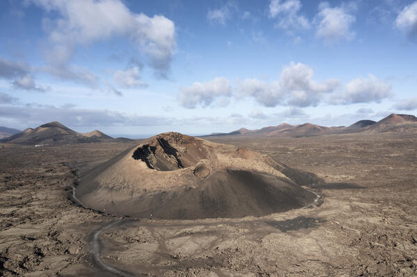 The view of Caldera de Los Cuervos, National Park of Tymanfaya, Lanzarote, Canary Island, Spain, Europe
