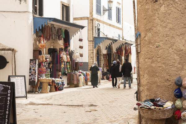 Typical shops among the streets of Essaouira, Marrakech-Safi, Morocco