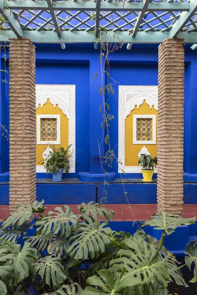 The Blue House of garden of Majorelle in Marrakech, Morocco, Africa 
