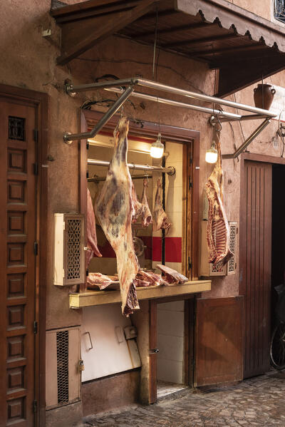 Typical butcher shop of Marrakech, Morocco, Africa
