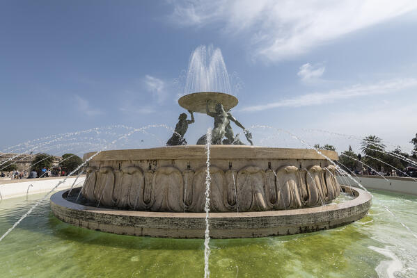 Tritone fountain at La Valletta, Malta, Europe