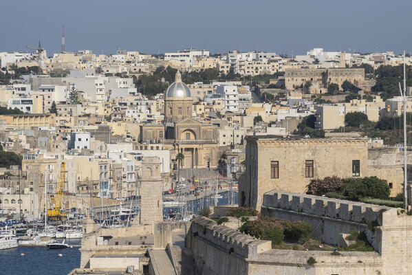 The view of Three Sisters from Barrakka Garden, La Valletta, Malta, Europe