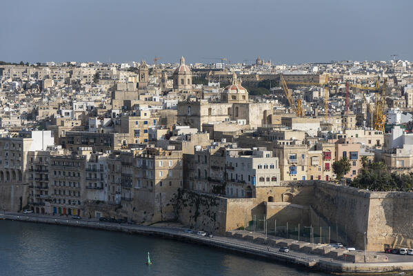 The view of Three Sisters from Barrakka Garden, La Valletta, Malta, Europe