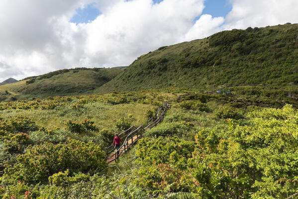 Girl at Furnas do Enxofre, Terceria island, Azores islands, Portugal