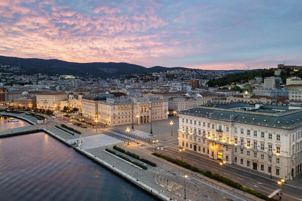 Cityscape of Trieste during sunrise, Trieste, Friuli Venezia Giulia, Italy, Europe