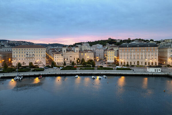 Cityscape of Trieste during sunrise, Trieste, Friuli Venezia Giulia, Italy, Europe