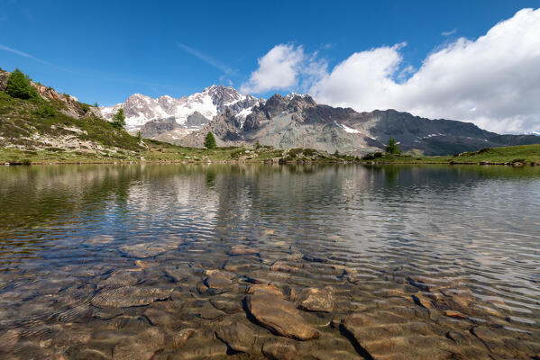 Lake of Zana and Mount of Disgrazia, Valmalenco, Valtellina, Sondrio province, Lombardy, Italy, Europe