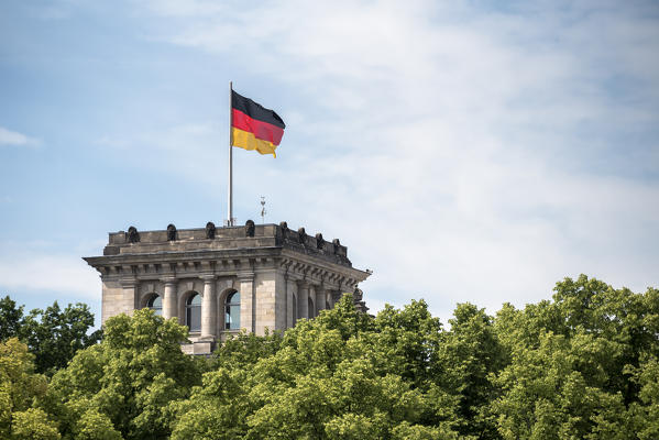 The tower of Berliner Schauspielhaus in Gendarmenmarkt, Berlin, Germany, Europe