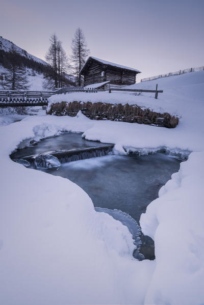 The house of the river in Fex Valley in Engadine,  St Moritz, canton of Graubünden, Engadine, Switzerland, Europe
