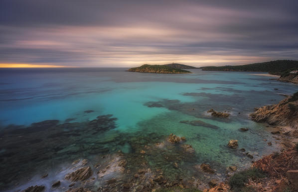 Tuerredda sunset before the thunderstorm, Teulada, Sardinia, Italy 