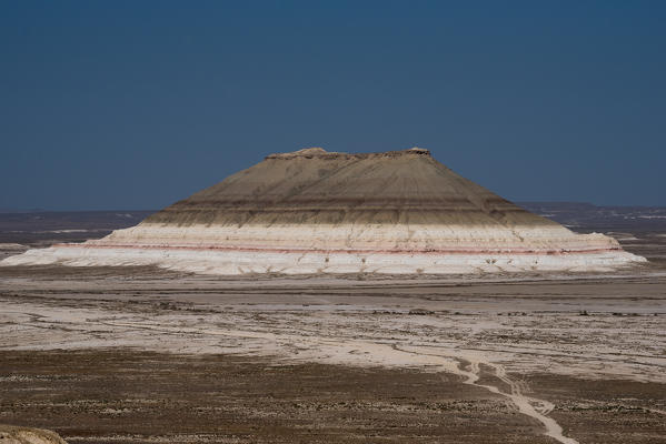 Geological rock formations, Bakhty mount at Caspian Depression desert, Aktau, Mangystau region, Kazakhstan