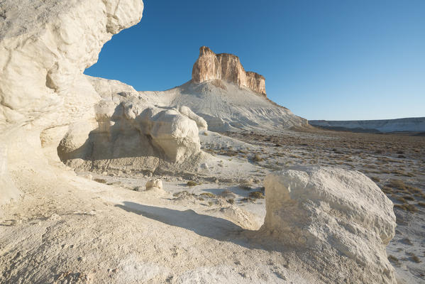 Rock formations at Boszhira at Caspian Depression desert, Aktau, Mangystau region, Kazakhstan