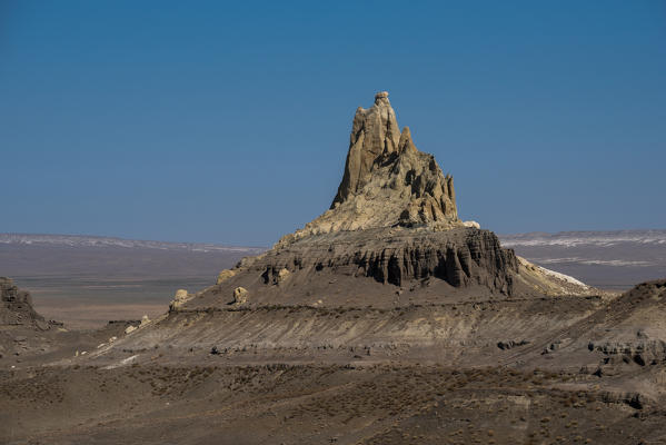 Rock formations at Kysylsai known as Valley of Castles at Caspian Depression desert, Aktau, Mangystau region, Kazakhstan