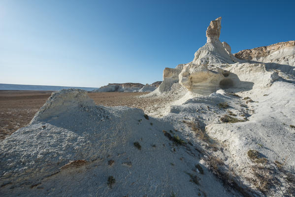 White rock formations at Caspian Depression desert, Aktau, Mangystau region, Kazakhstan